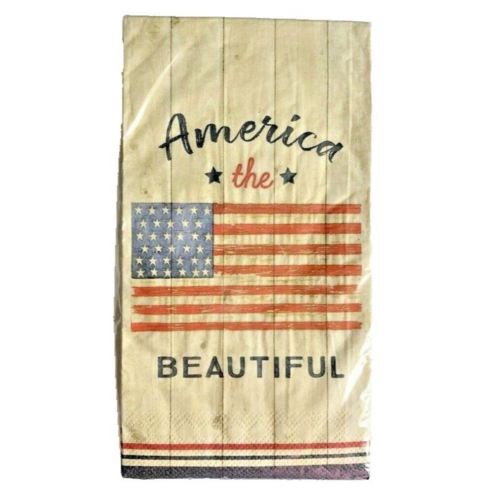 4th Of July Flag Buffet Paper Napkins Guest Towels 20 Ct Set of 2 Vintage Look